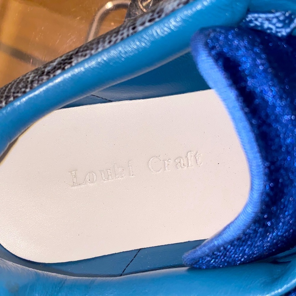 🆕Loubi craft  royal blue velvet platform sneakers 👟 snakeskin blue/black 💙 - Picture 7 of 7